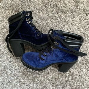 Allyn Blue Velvet Boots